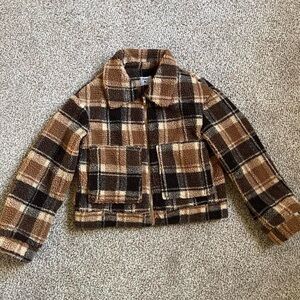 princess polly brown plaid teddy jacket
